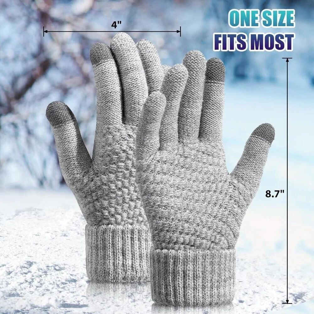 Women's 4 Pack Black & Grey & Beig Winter Gloves  Warm Soft Touchscreen Winter